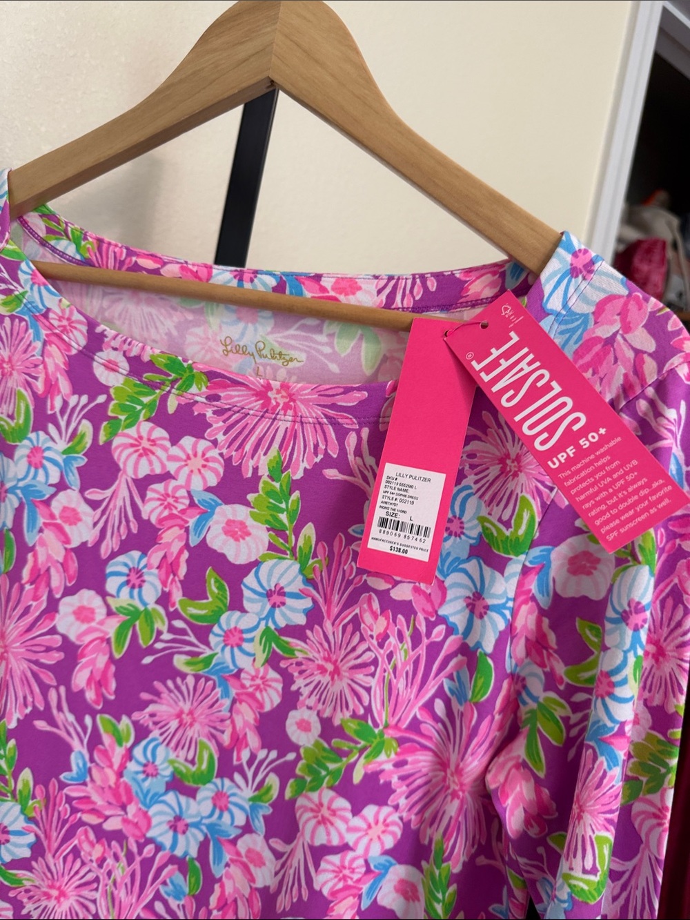 T2)Lilly Pulitzer ❤️🩷Pink Floral Long-Sleeve Shift Dress - Picture 12 of 12